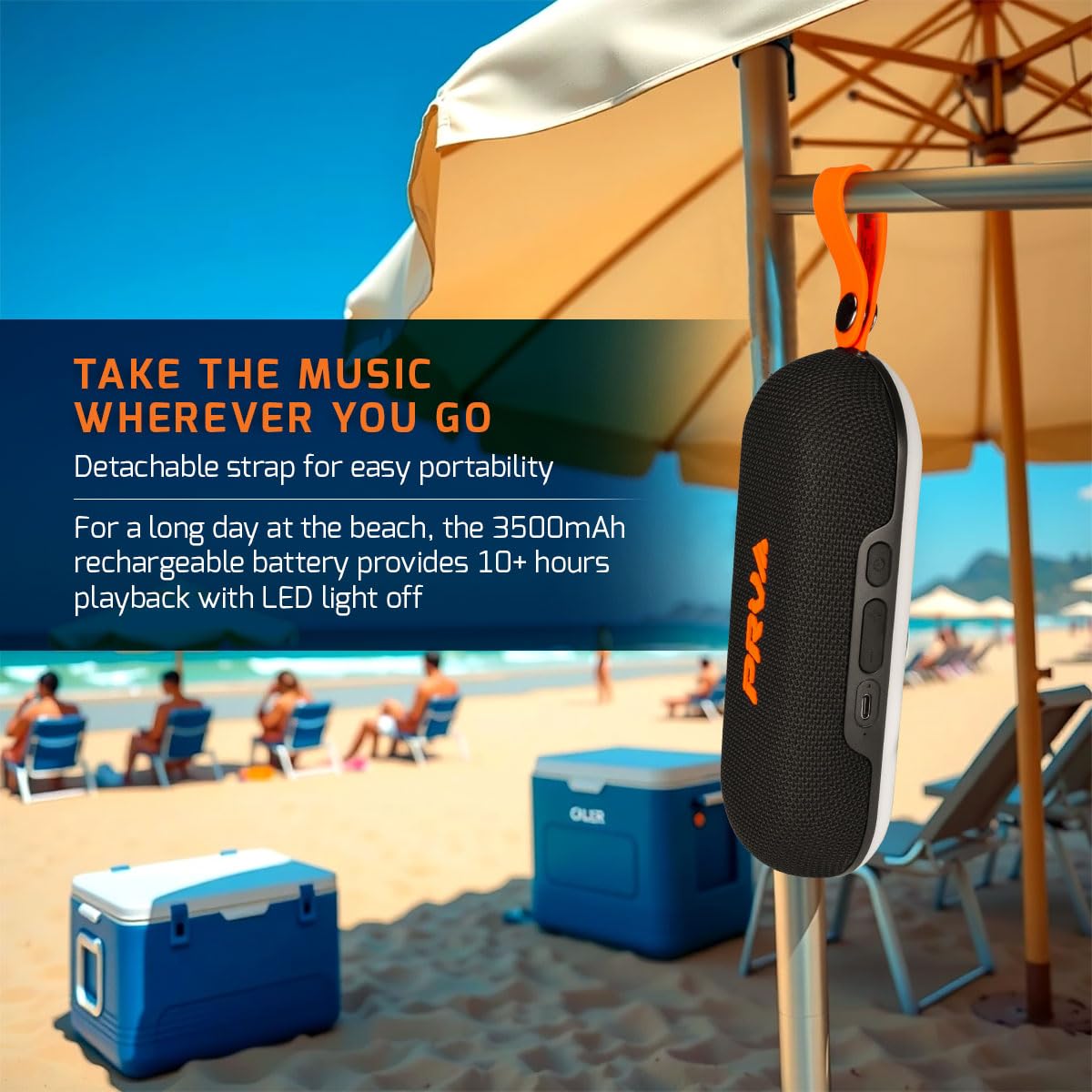 PRV AUDIO Loud Portable Bluetooth Speaker Wireless PS36 Magnet - Magnetic Waterproof Outdoor Speaker with Lights, 36W Super Bass, TWS Pairing, 10-Hour