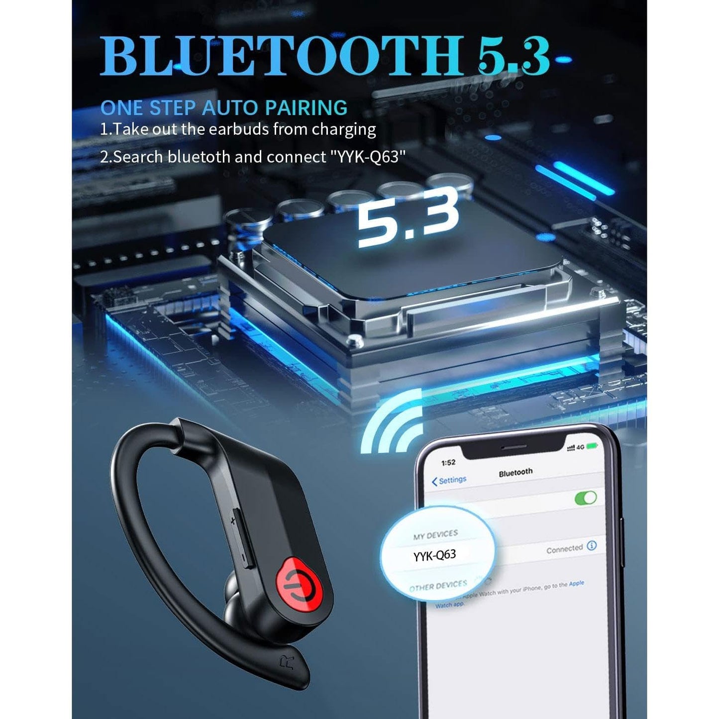 TWS Headphones Wireless Earbuds Earphones Compatible with Motorola Moto G Power 5G (2025)/Moto G 5G (2025), Ear Hook True Stereo Headset Hands-Free…