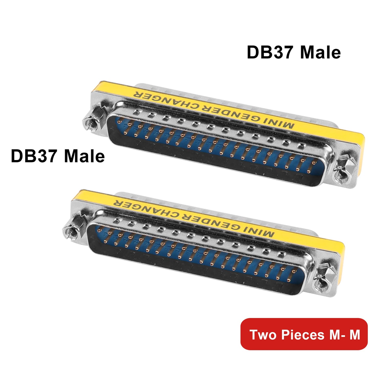 MEIRIYFA DB37 37 Pin Gender Changer D-SUB 37Pin Male to Male Coupler Serial Cable Gender Changer VGA Adapter Connector-2PCS (Male)