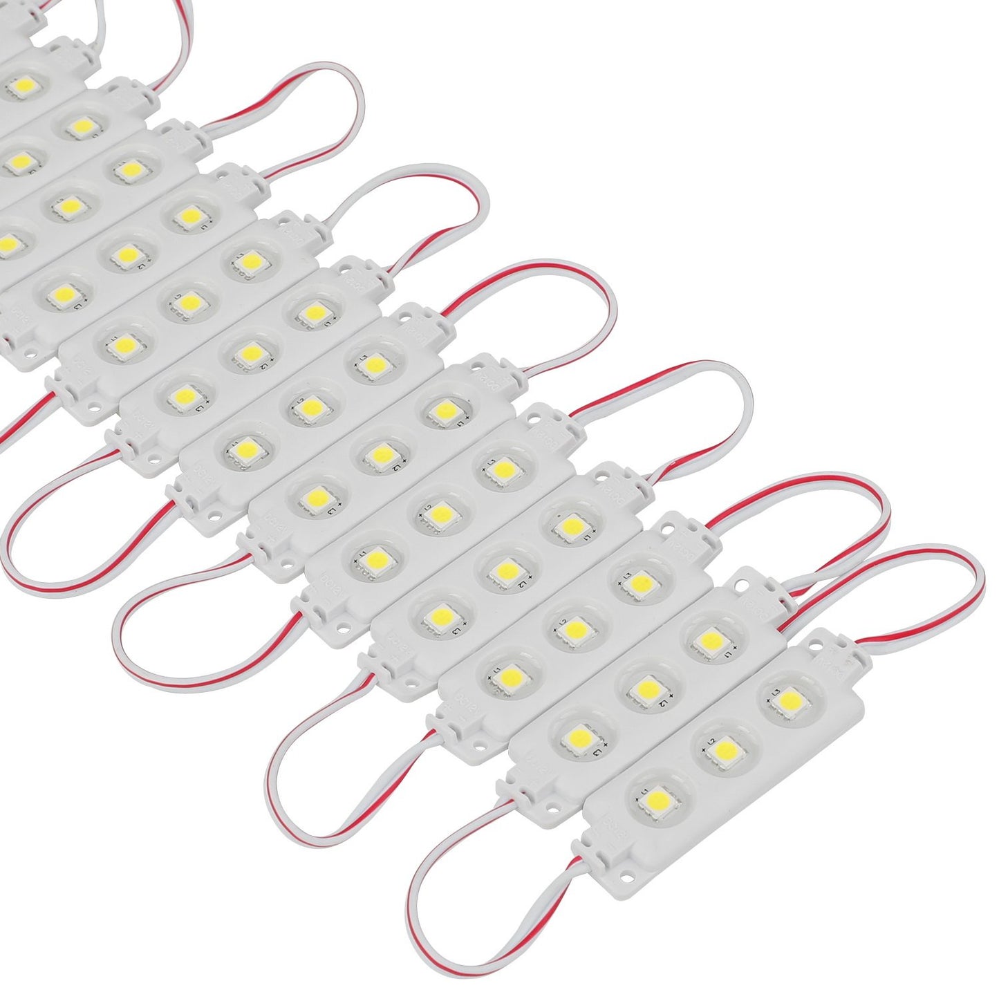 Q QINGCHEN 200 PCS 5050 SMD DC12V Injection 3 LED Module White 0.72W Waterproof Decorative Back Light for Letter Sign Advertising Signs with Tape
