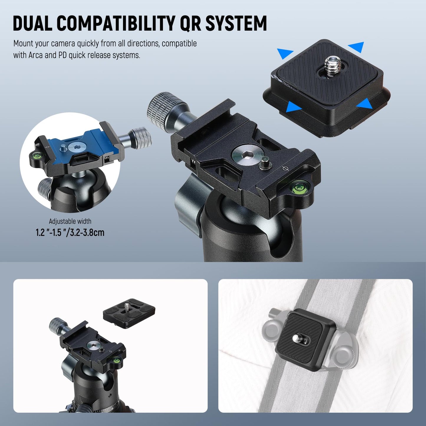 NEEWER 60.4" Travel Tripod Carbon Fiber with Detachable 360° Ball Head, Lightweight Video Camera Stand with Metal Quick Flip Buckle, Arca Type QR