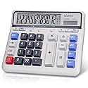 Comix Desktop Calculator Solar Battery Dual Power with 12-Digit Large LCD Display and Large Computer Keys Standard Function Calculator for Home Office