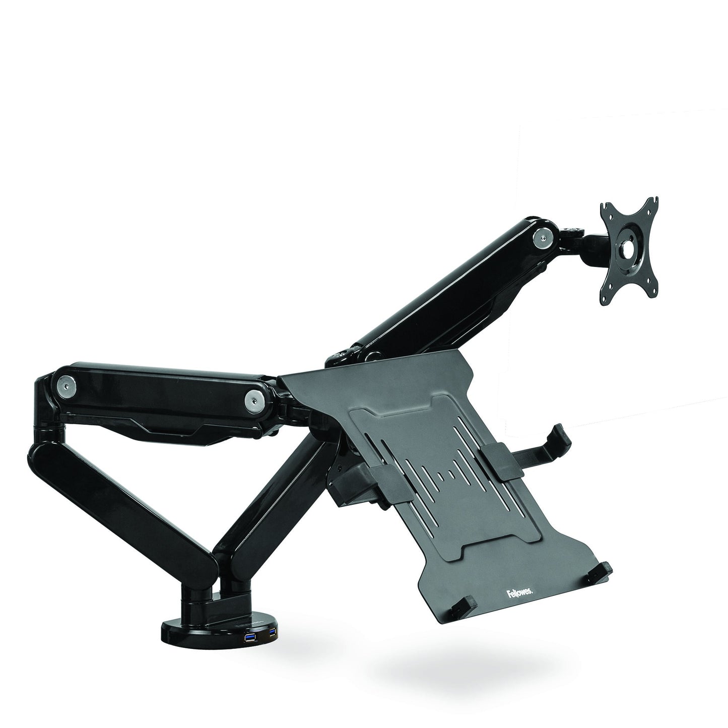 Fellowes 8044101 Adjustable Laptop Stand for Desk with Dual Monitor Arm, 17 Inch Monitor Capacity