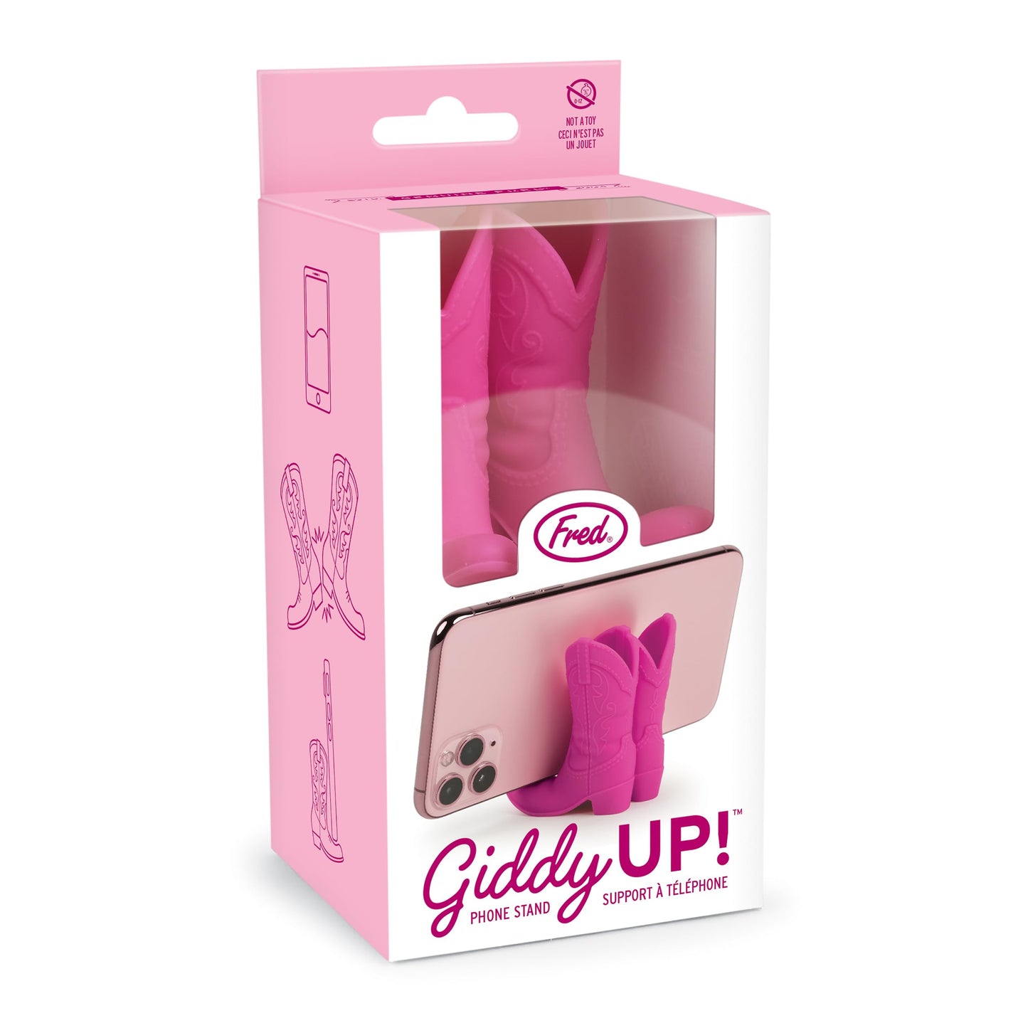 Genuine Fred Giddy UP Phone Stand, Pink, Cowboy Boot Tech Accessory, Fits Most Mobile Smartphones, Grippy Silicone, Fun Cowboy Boot Details