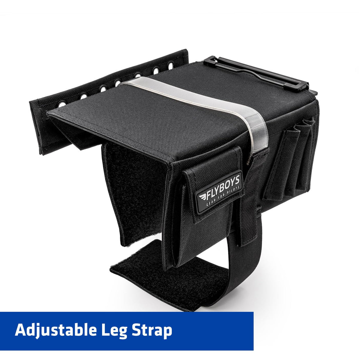FlyBoys Classic Aviation Kneeboard, Pilot Leg Strap, Flex Clipboard, Black