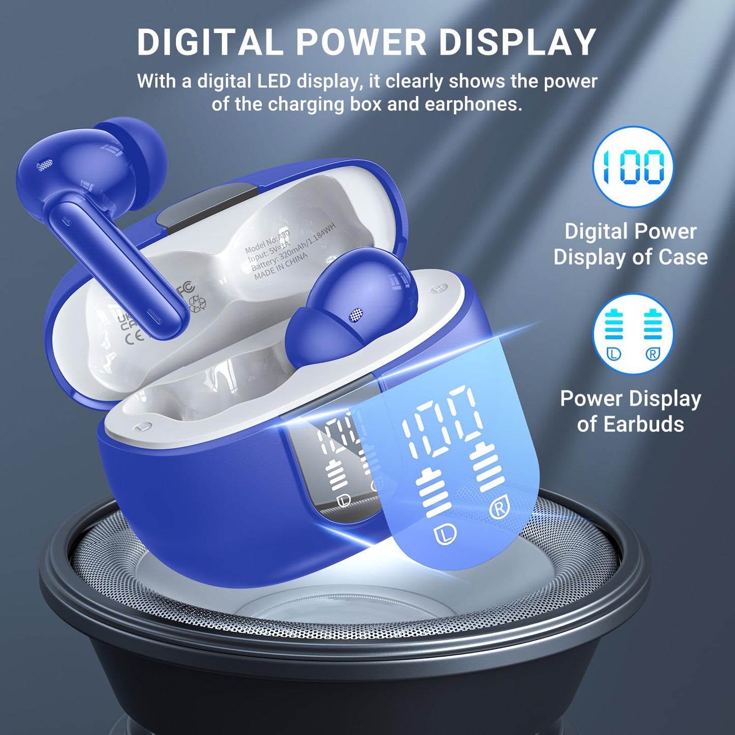 Wireless Earbuds, 2024 Wireless Headphones HiFi Stereo Earphones with 4 ENC Noise Canceling Mic, 42Hs Playtime In Ear Earbud, Bluetooth 5.3 Sport