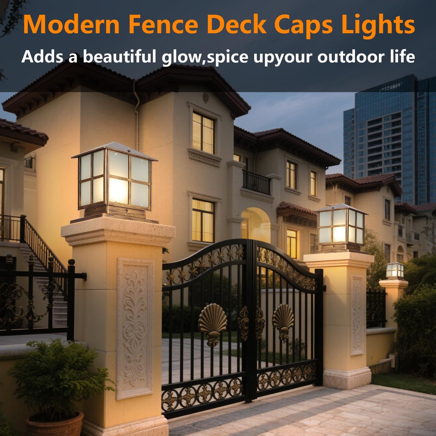 SLAWA Outdoor Post Lights Fixture, Modern Yard Entry Outdoor Column Lights with Aluminum Housing, Patio Pillar Lights Outdoor with Tempered Glass