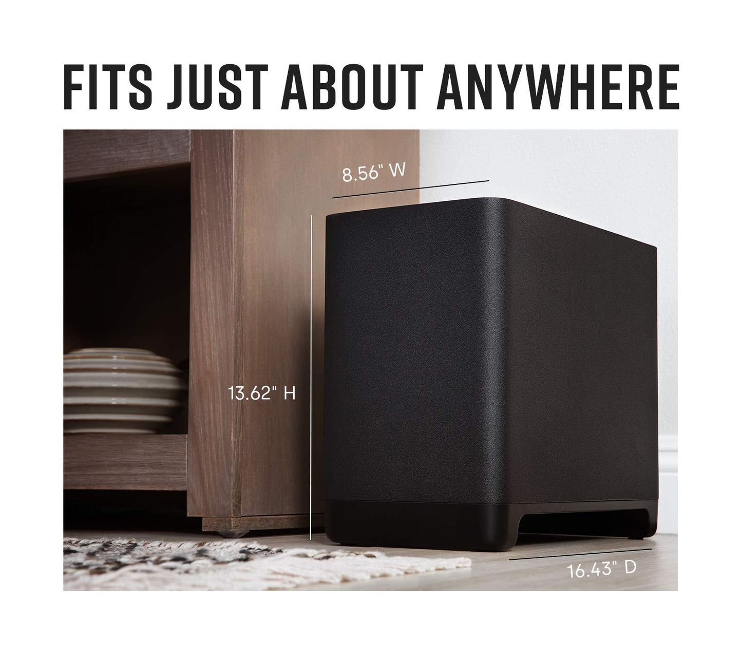 Polk Audio React 7" Wireless Subwoofer- Designed to Add Deep, Impactful Bass to Polk React Soundbar, Bass Adjust EQ, TV Speaker, Amazon Alexa