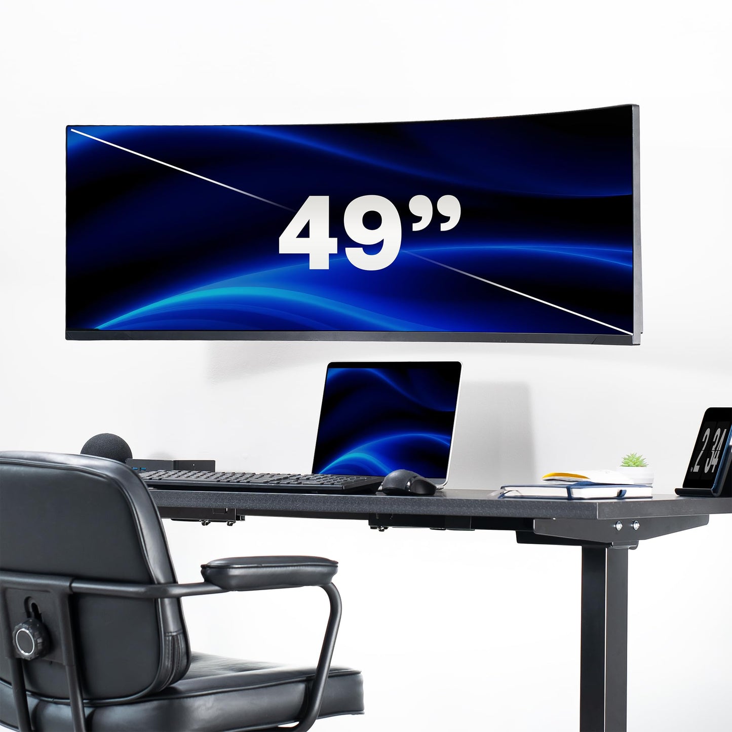 VIVO Low Profile Heavy Duty Ultrawide Monitor Wall Mount for up to 49 inch Screens, Holds 44 lbs, Max VESA 100x100, Black, Mount-VWLP1