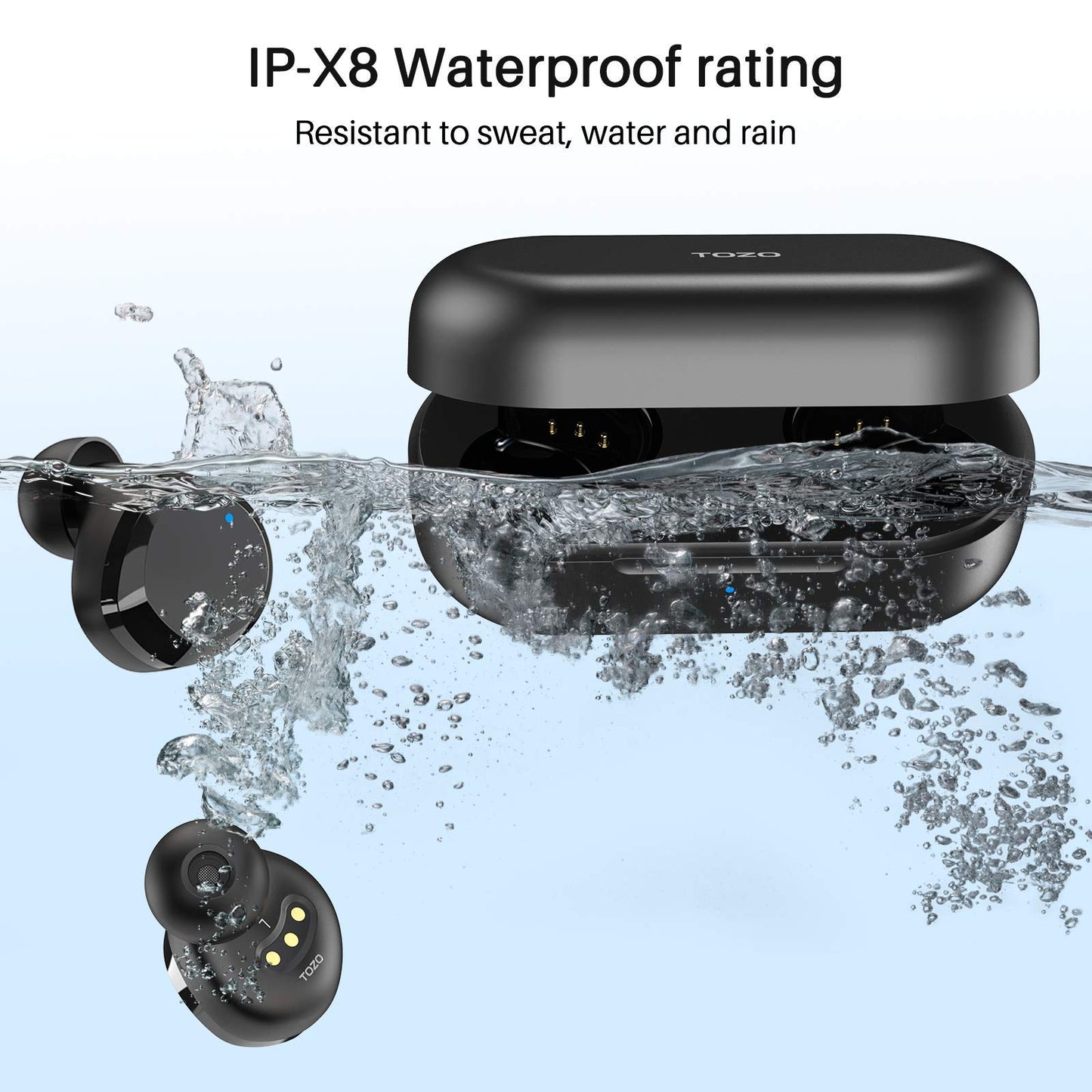 TOZO T12 Wireless Earbuds Bluetooth 5.3, LED Display Case, Deep Bass Sound