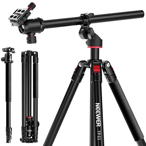 NEEWER 90 Inch Tall Overhead Horizontal Camera Tripod Monopod with Ball Head & Flexible Center Column, Metal DSLR Video Travel Stand, Arca Type QR