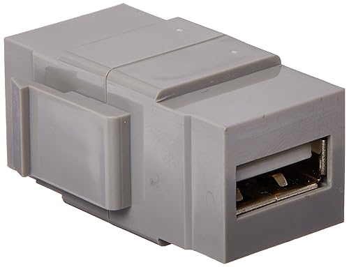 Leviton QuickPort USB connector, Feed-Through, 40835-G, Grey