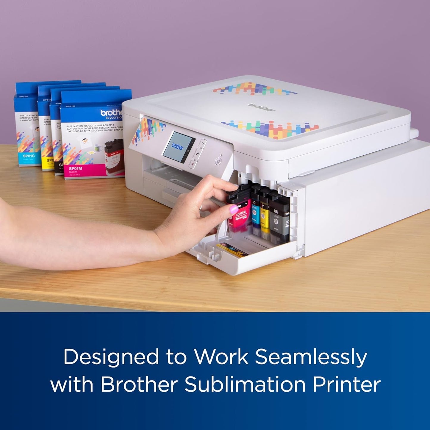 Brother Sublimation Printer, Color Ink Cartridge Set and 100 Sheets Sublimation Paper