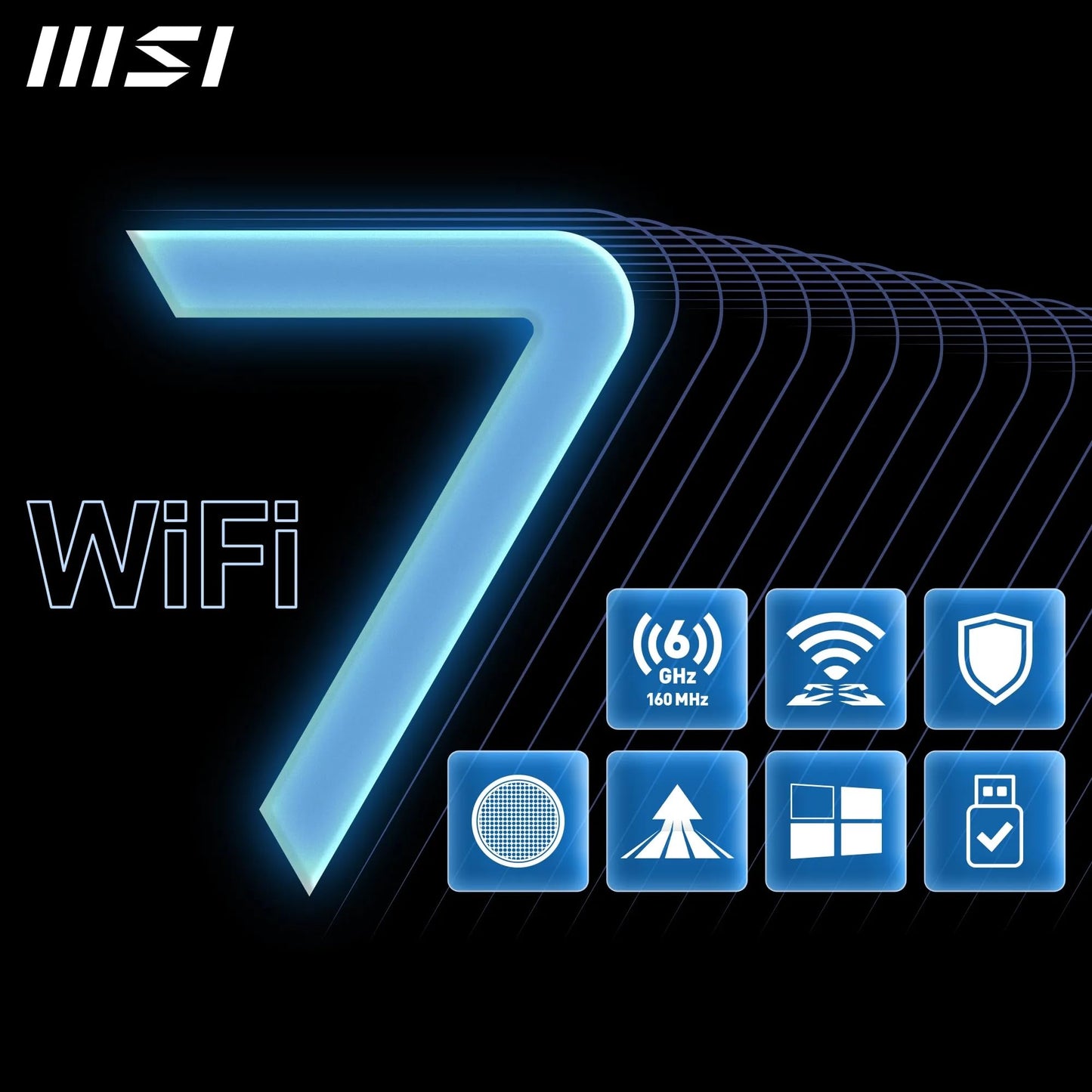 MSI BE6500 WiFi 7 USB Adapter - WLAN up to 2880 Mbps (6GHz, 5GHz, 2.4GHz Wireless), USB 3.2 Gen 1, MU-MIMO, 2X High-Gain Tri-Band Antennas