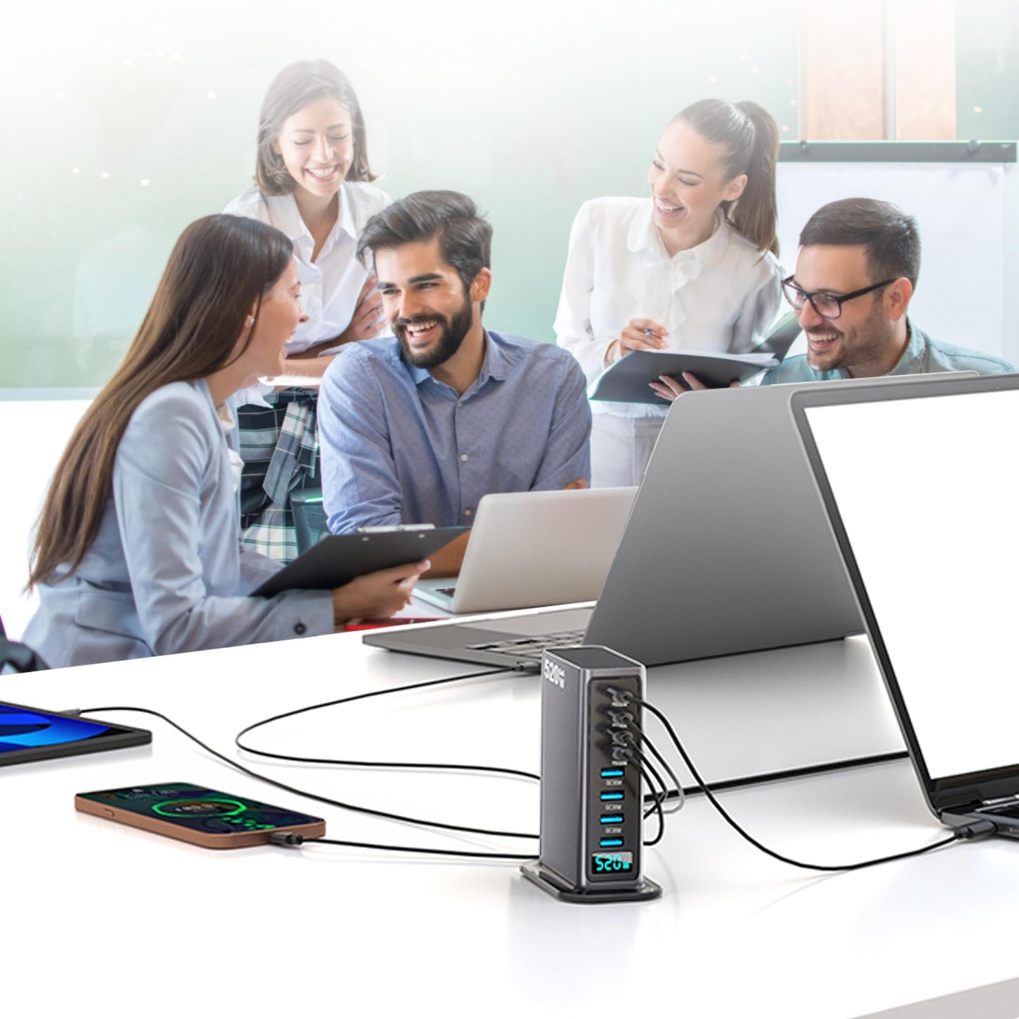 520W USB C Charger Block, PD 100w Type C & USB A Laptop Cell Phone Charger Adapter?8 Ports GaN Fast Charging Station Hub, for MacBook Air/Pro, iPhone