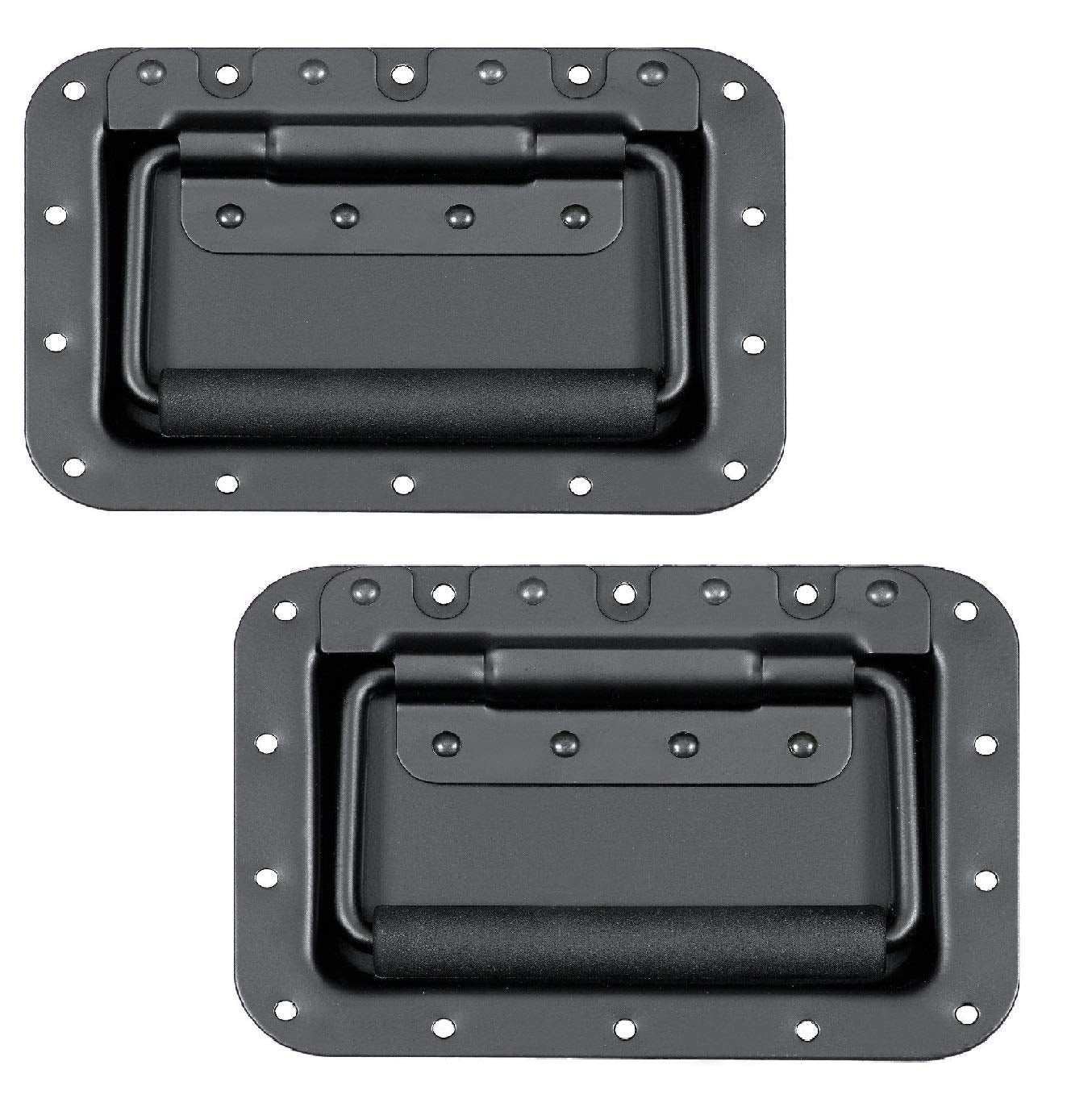 MIYAKO USA Speaker Cabinet Handles - Set of 2 | 5.5x3.9 inches | Recessed Back | High Strength Metal Plate, Powerful Spring | Rubberized Holder |