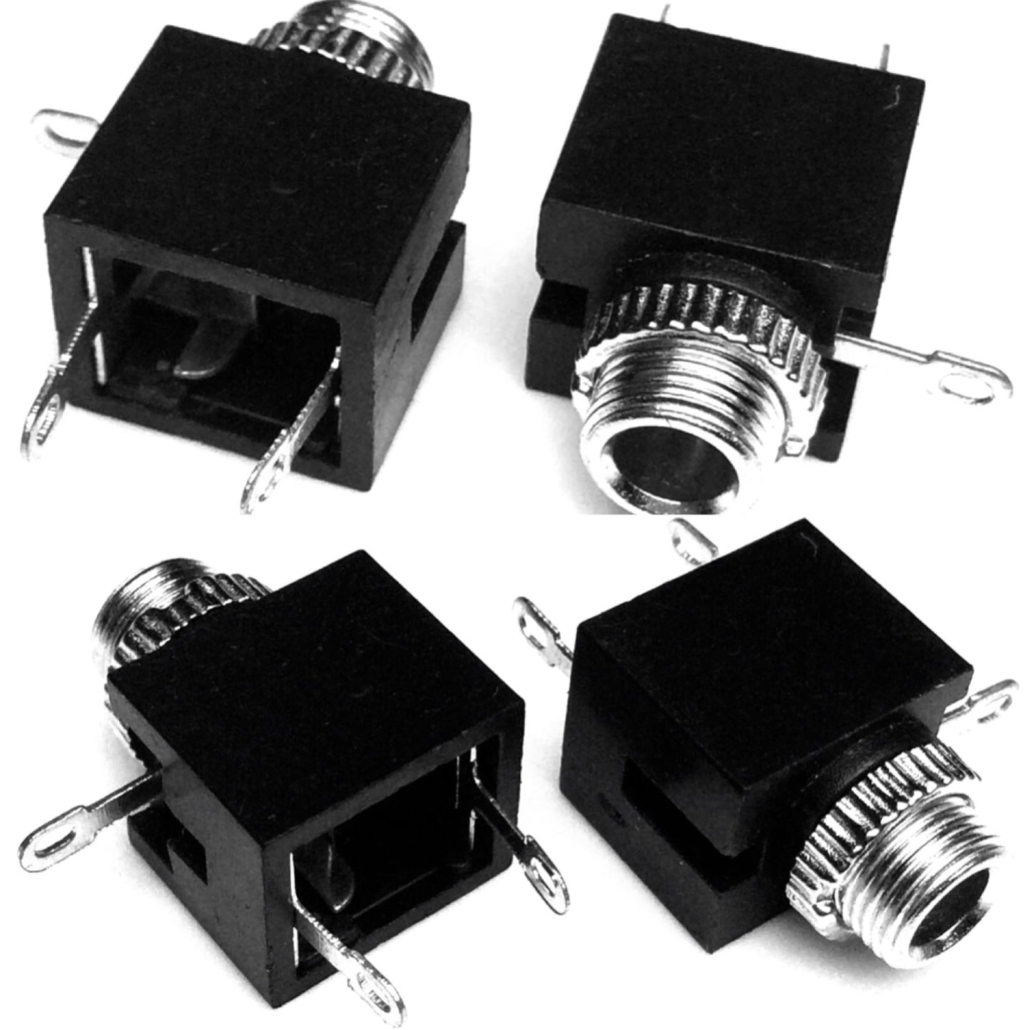 3.5mm Mono TS Female Jack Socket, Panel Chassis Mount Solder Audio Connector, Black, 4 Pack