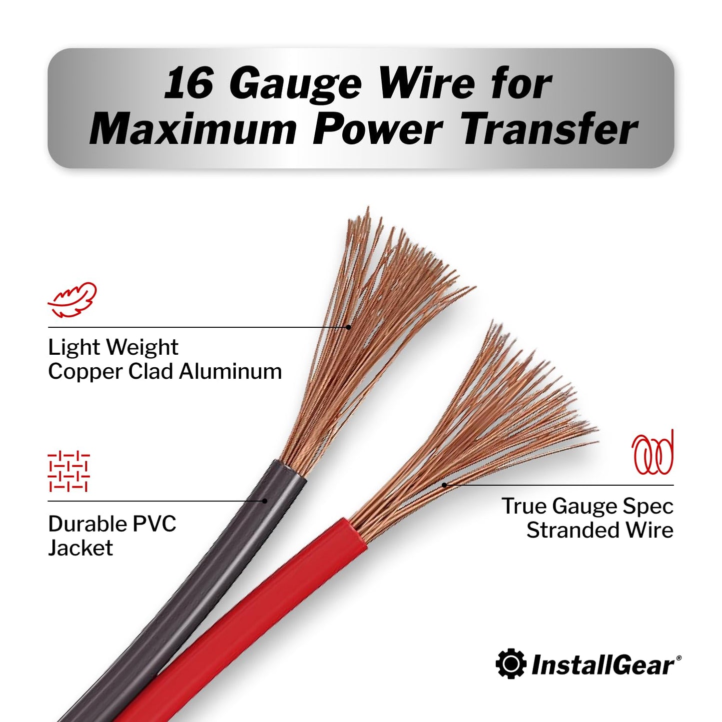 InstallGear 16 Gauge 250ft Speaker Wire - Oxygen-Free Copper Wire for Car Audio, Home Theater, Stereo, and Surround Sound Systems - Durable and Easy