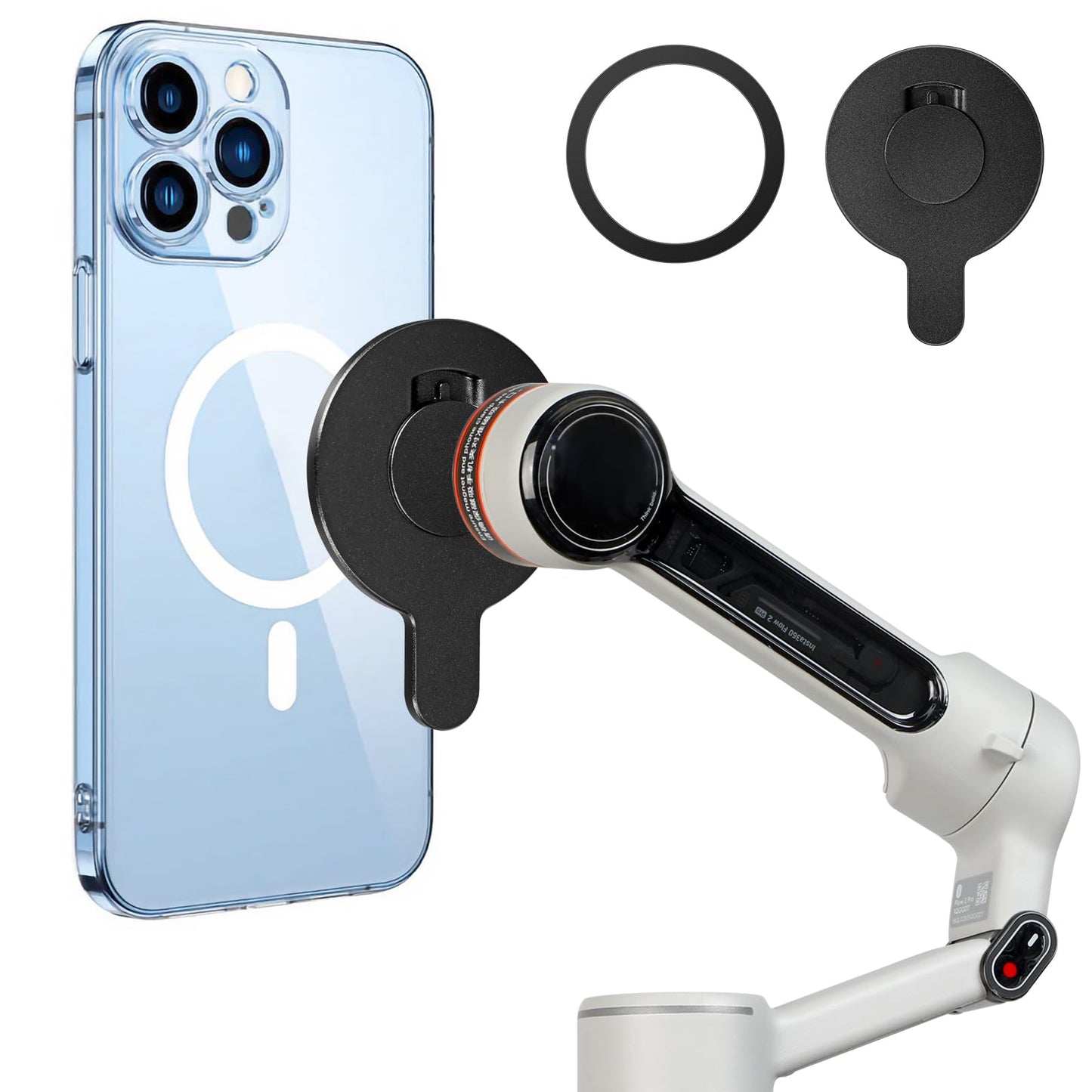 Magnet Clamp Adapter Ring Holder for Insta360 Flow 2 Pro, Magnetic Clip Quick-Release Mount for insta 360 flow pro 2, For Magsafe iPhone 17 16 15 14