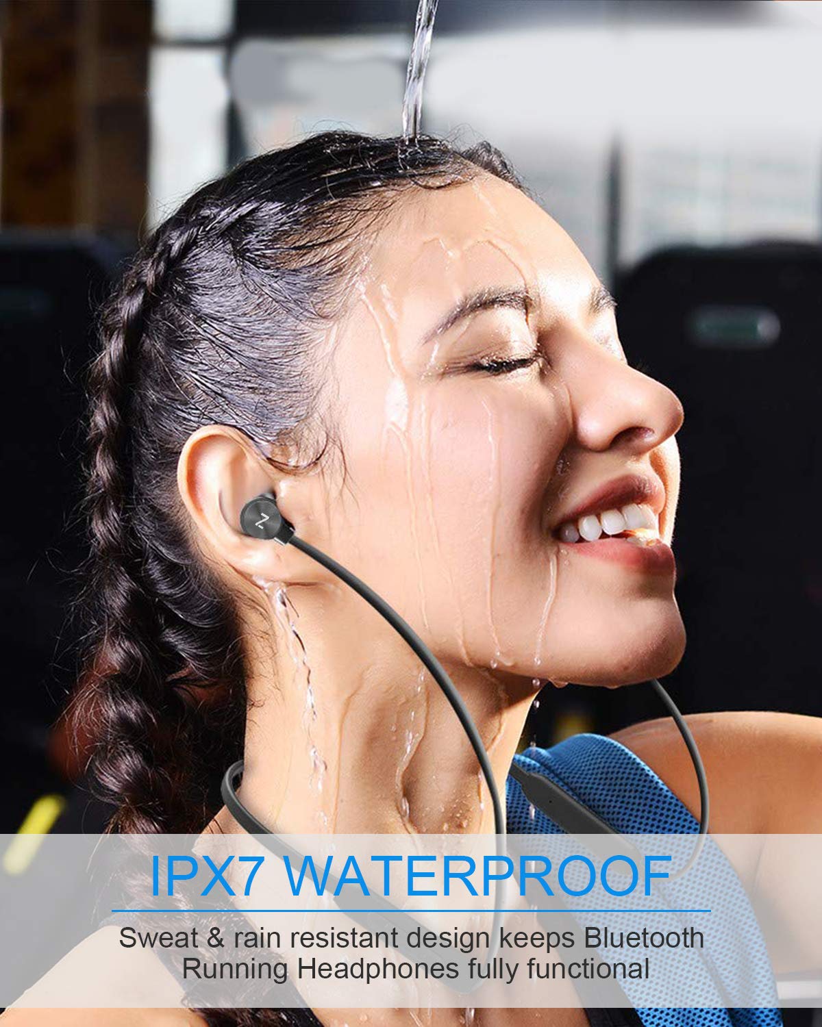 NANAMI Earbuds, Update Bluetooth Wireless Headphones, IPX7 Waterproof, in-Ear Earphones with Mic, Magnetic Neckband, HiFi Stereo Deep Bass Noise