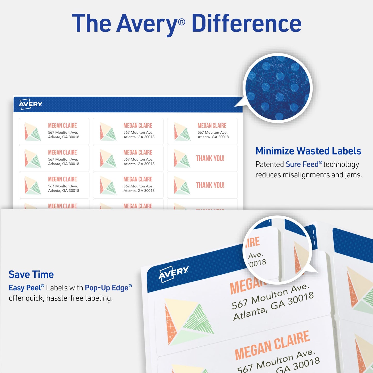 Avery Easy Peel Printable Address Labels with Sure Feed, 1" x 2-5/8" Customizable Stickers, White, 3,000 Blank Mailing Labels, Great for Mailing