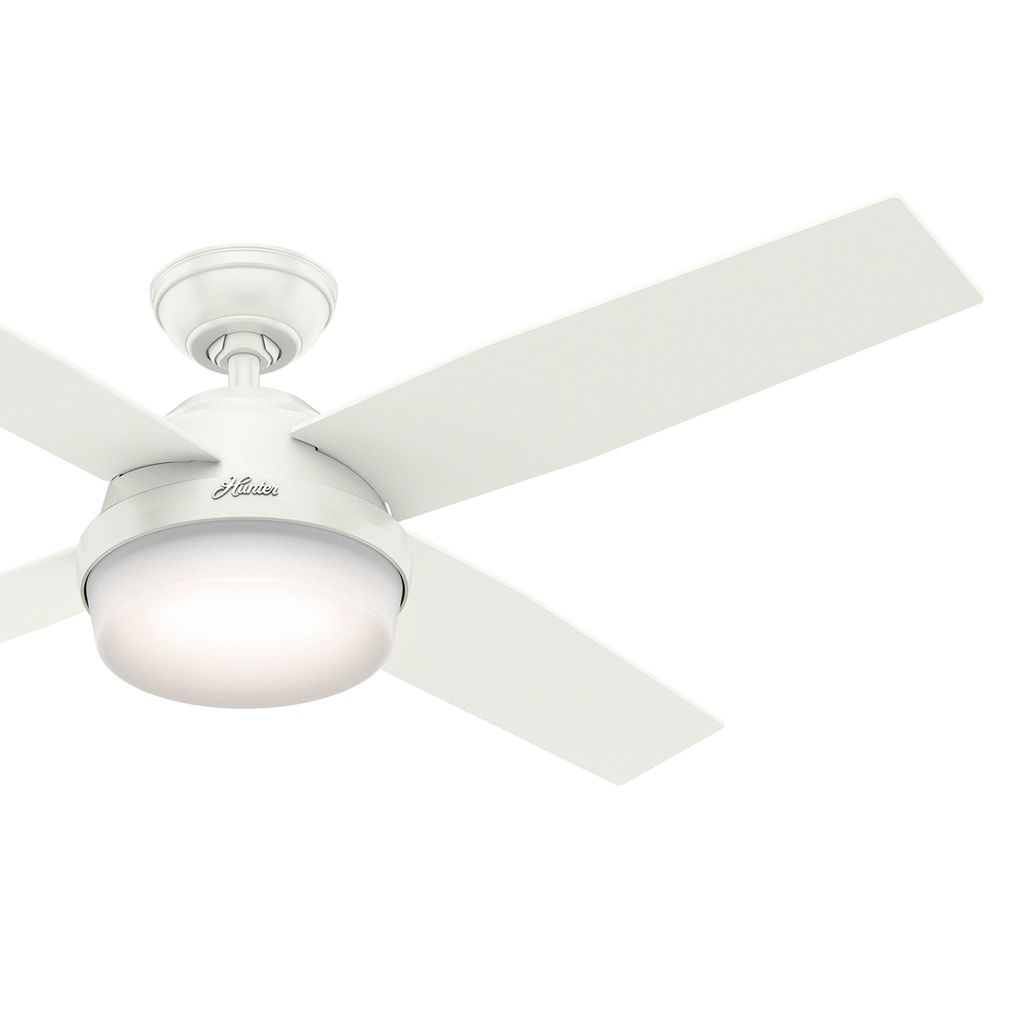 Hunter Fan 52 in. Contemporary Ceiling Fan in Fresh White with LED Light and Remote Control (Renewed)