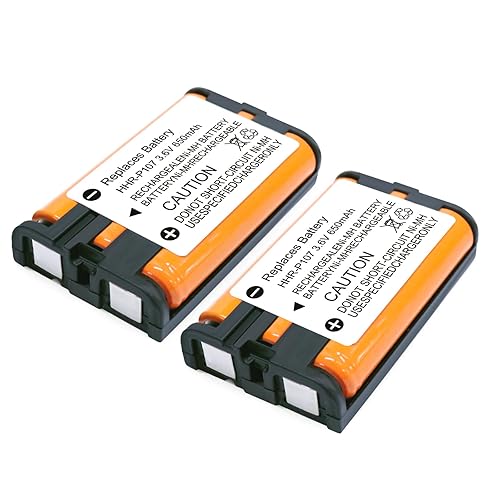 TrianglePatt 2 Pack HHR-P107 NI-MH Rechargeable Battery for Panasonic 3.6V 650mAh Battery for Cordless Phones…