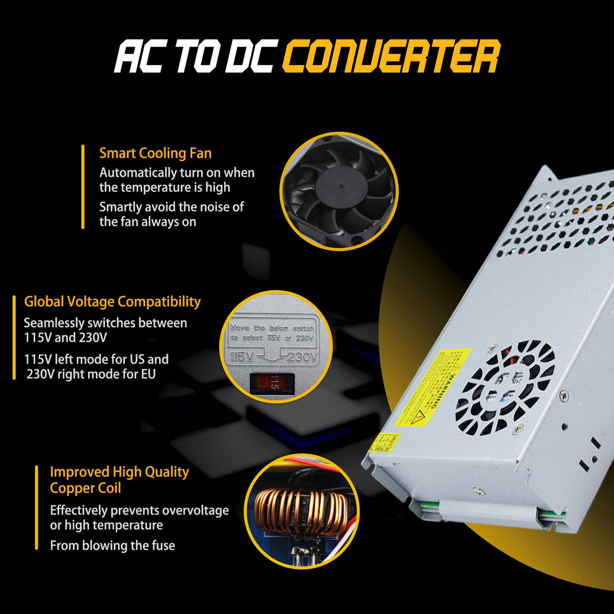 110V AC to 12V DC Converter 40A 480W Power Supply 120V to 12V Converter