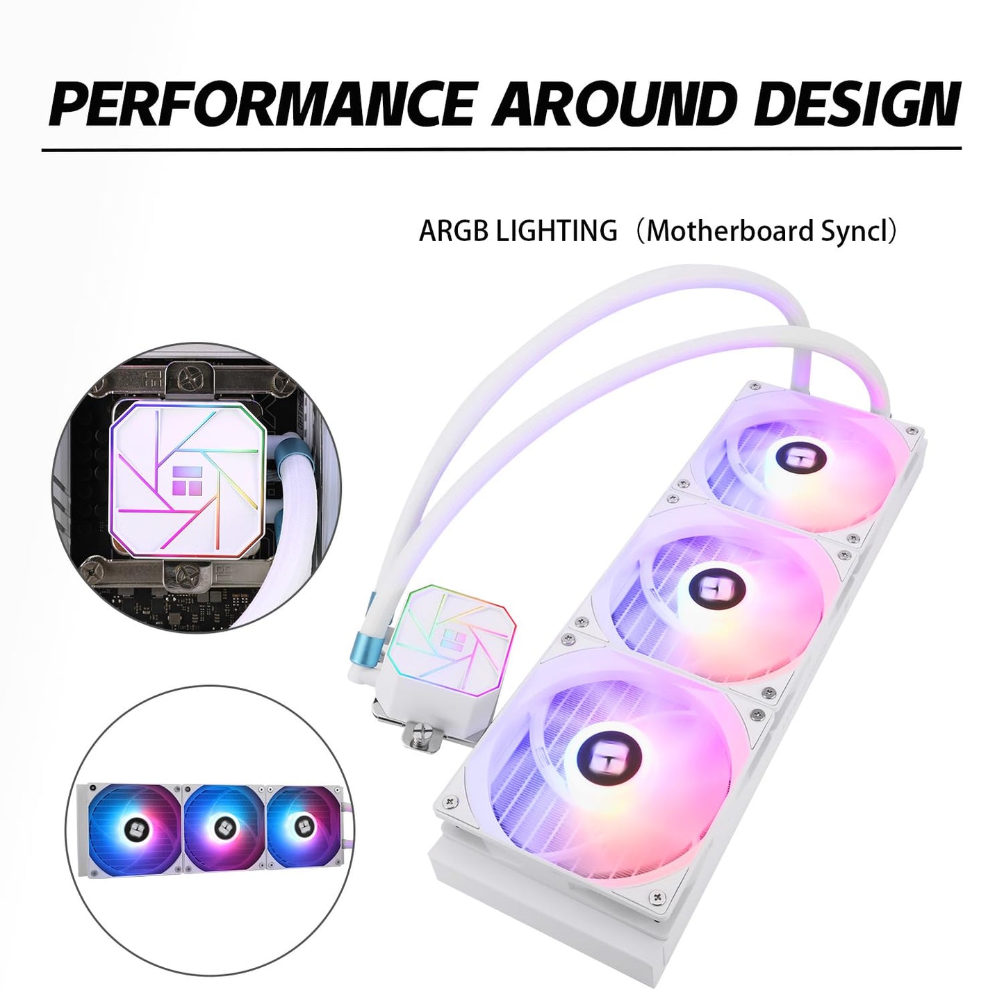 Thermalright Aqua Elite 360 White V3 AIO CPU Cooler, 360 Liquid Cooling, ARGB PWM Fans, Intel LGA1150-1200/2011/1700, AMD AM4/AM5