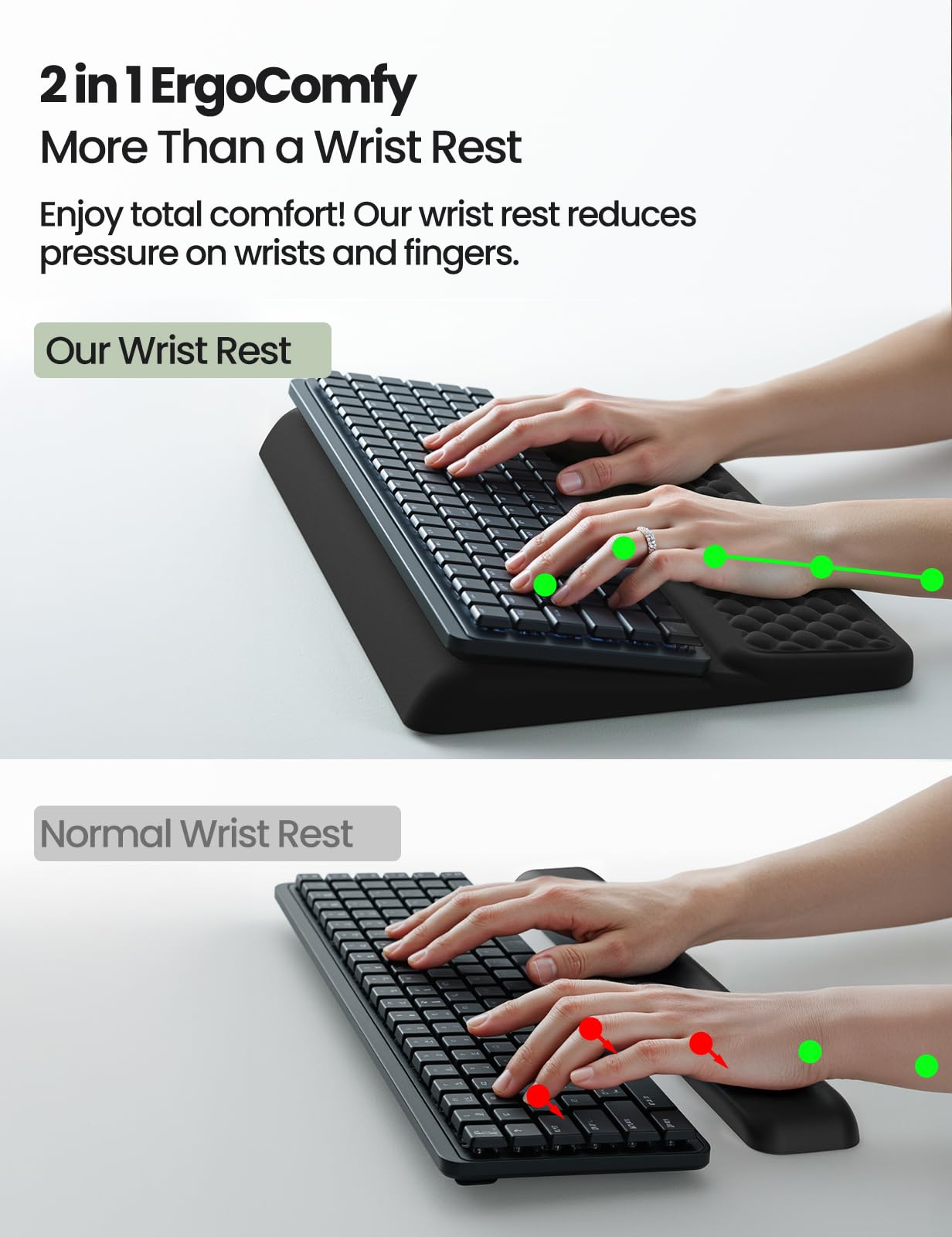 Vaydeer Wrist Rest with Keyboard Stand, Computer Wrist Support Pad, Ergonomic Keyboard Riser Holder Lifter Tray with Wrist Pad, Soft Memory Foam Desk
