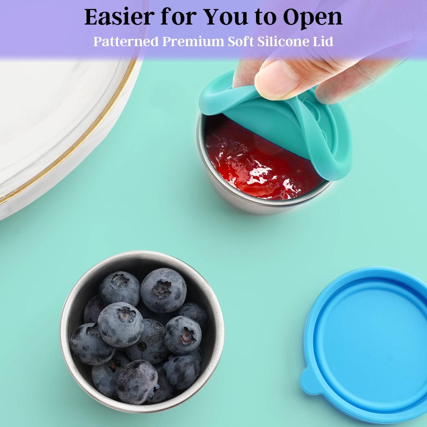 6-Pack 1.6oz Salad Dressing Containers with Lids, Leakproof Reusable Stainless Steel for Lunch Boxes, Sauces, Picnics, Travel & Kitchen Storage