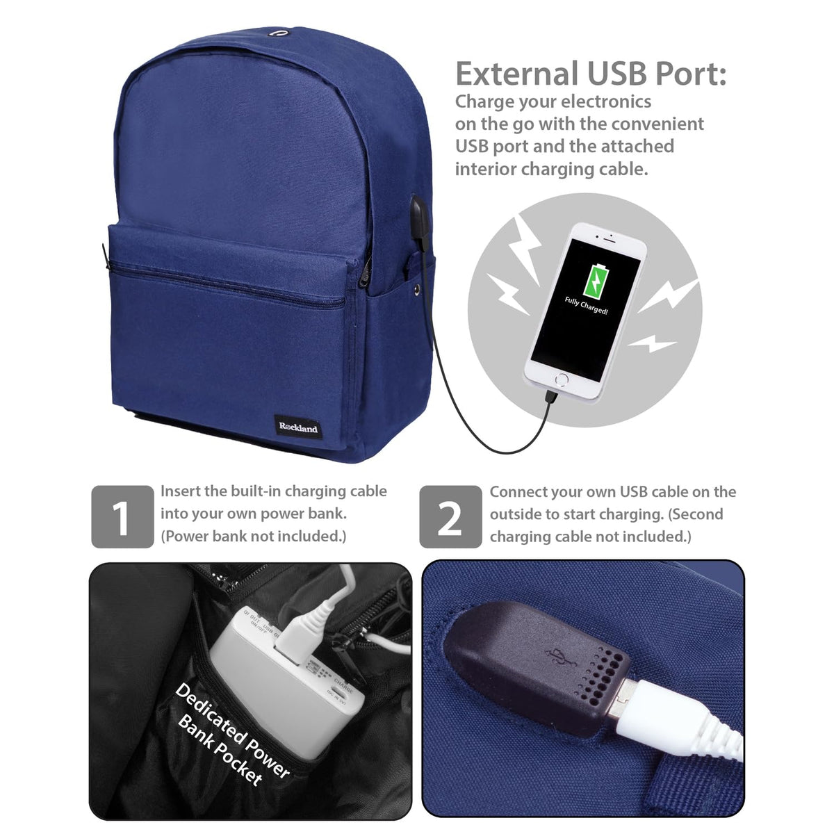 Rockland Classic Laptop Backpack Navy