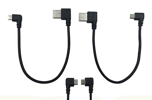 CERRXIAN 9Inch Micro USB Cable Combo Left & Right Angle Micro USB 5 Pin Male to USB 2.0 Type A Right Angle Male Data Sync and Charge Cable