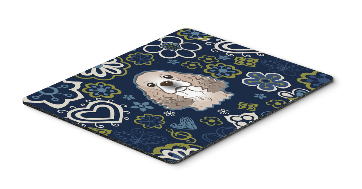 Caroline's Treasures BB5067MP Blue Flowers Cocker Spaniel Mouse Pad, Hot Pad or Trivet for Home Office Gaming Working Computers Laptop Mouse