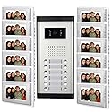 AMOCAM 12 Units Apartment Intercom Wired 7 Inch Monitor Video Intercom Doorbell Door Phone Audio Visual Intercom Entry Access System