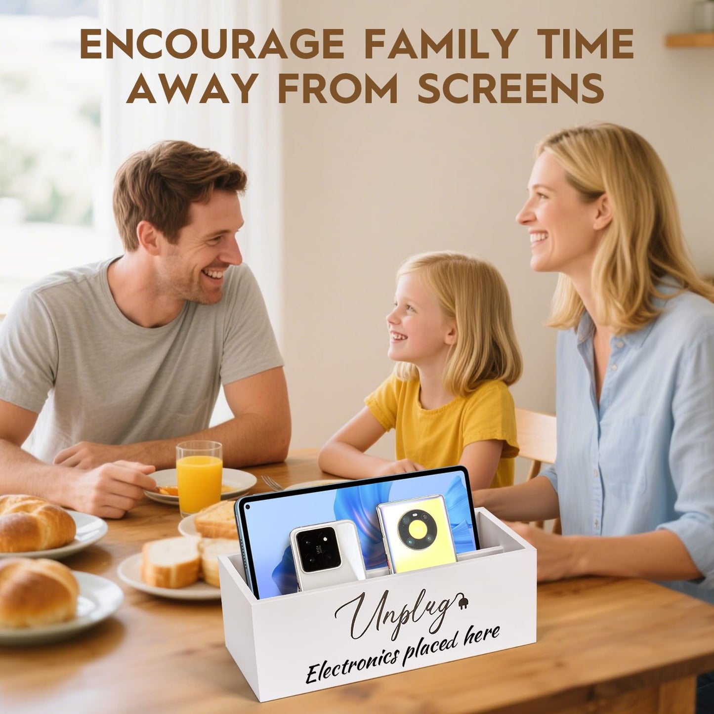 WHXE MNHEE Unplug Box,Premium Cell Phone Box for Family Time,Holds 18 Phones,Cell Phone Jail with Charging Holes for Phones, Tablet, Electronics