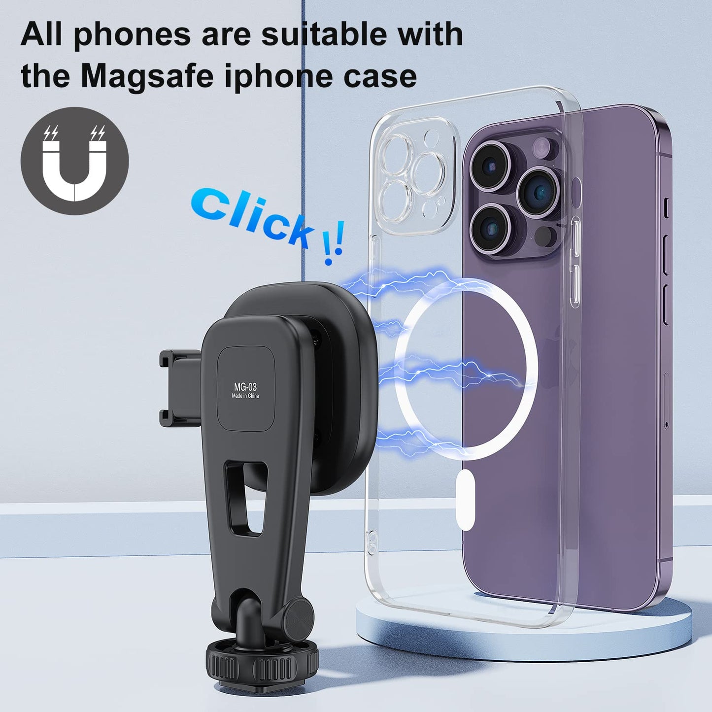 VRIG MG-03 Magnetic Phone Tripod Mount,Tripod Mount for Magsafe w Cold Shoe for iPhone 17.16.15.14.13.12 Series,Magnetic Ring Compatible with All