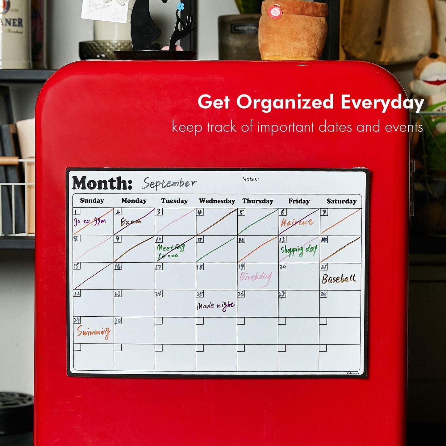 Fridge Calendar Magnetic Dry Erase Whiteboard Calendar For Refrigerator Planners 16.9 Inches X 11.8 Inches