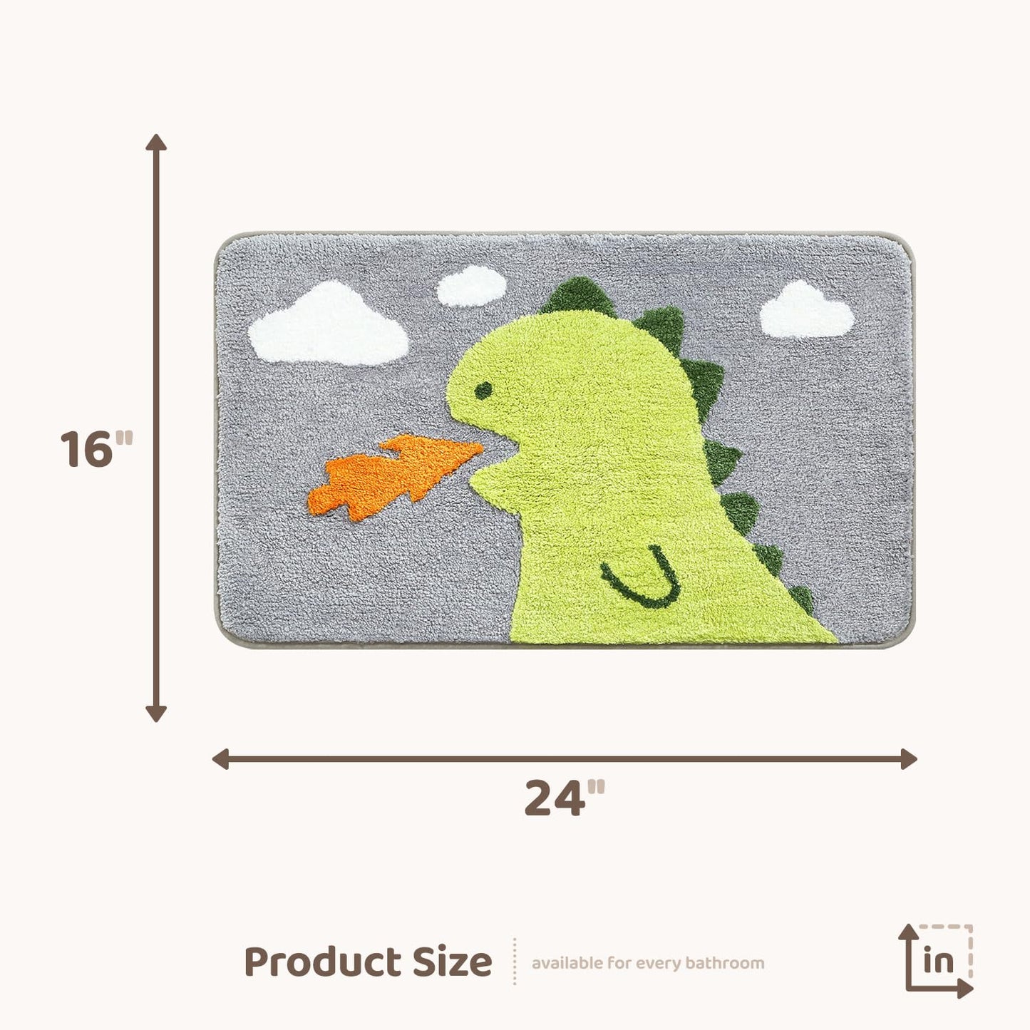Molesun Dinosaur Bath Mat Non Slip, Bath Rug Soft Shower Rug Plush Microfiber Water Absorbent Thick Shaggy Floor Mats for Bathroom, Bedroom, Kitchen…