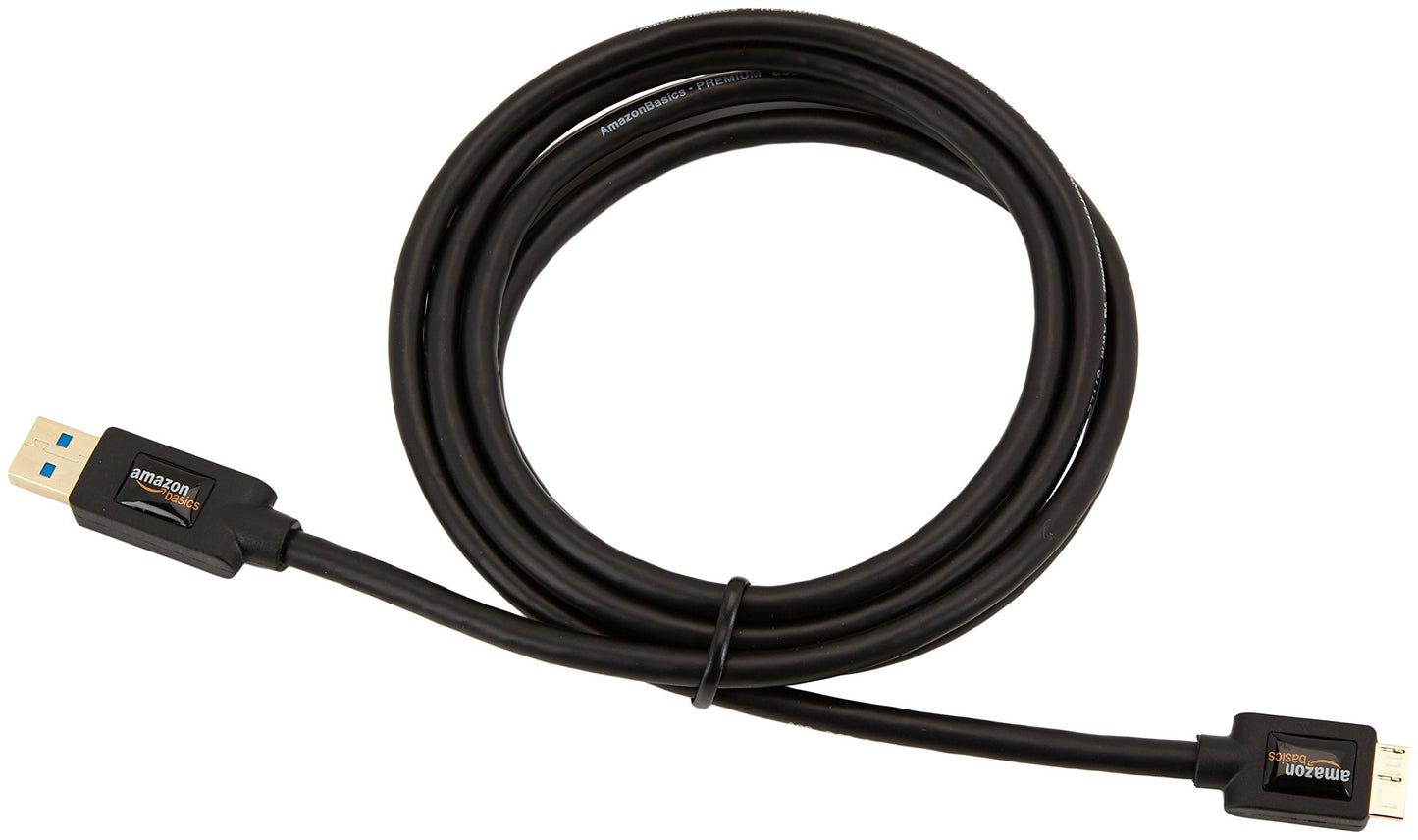 Amazon Basics USB 3.0 Cable, Type USB-A Male to Micro USB, 6 feet (1.8 Meters), Black