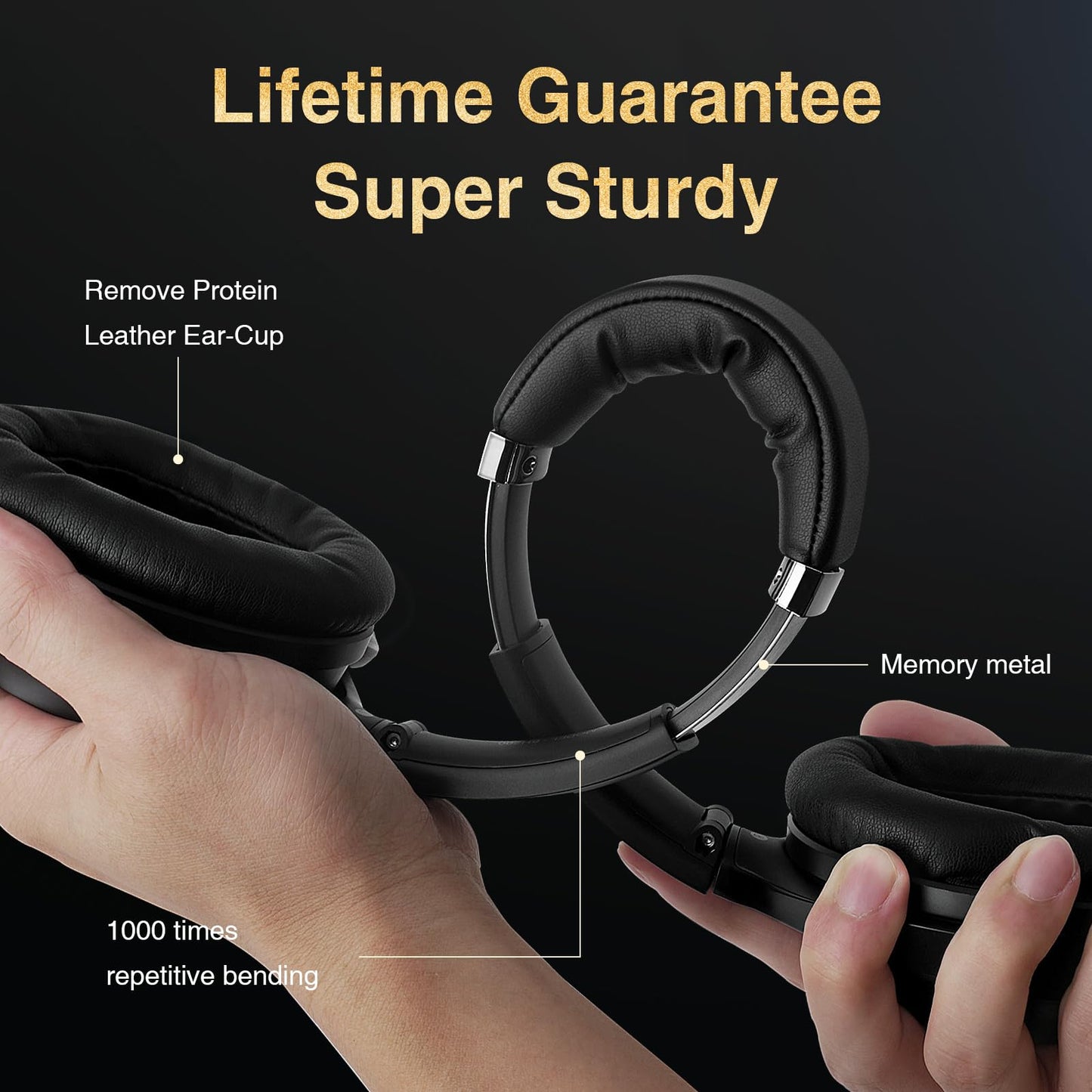 Active Noise Cancelling Headphones, Wireless Over-Ear Bluetooth Headphones ANC, Hi-Res Audio, 60H Playtime, Deep Bass, 3.5MM Cable, Memory Foam Ear…
