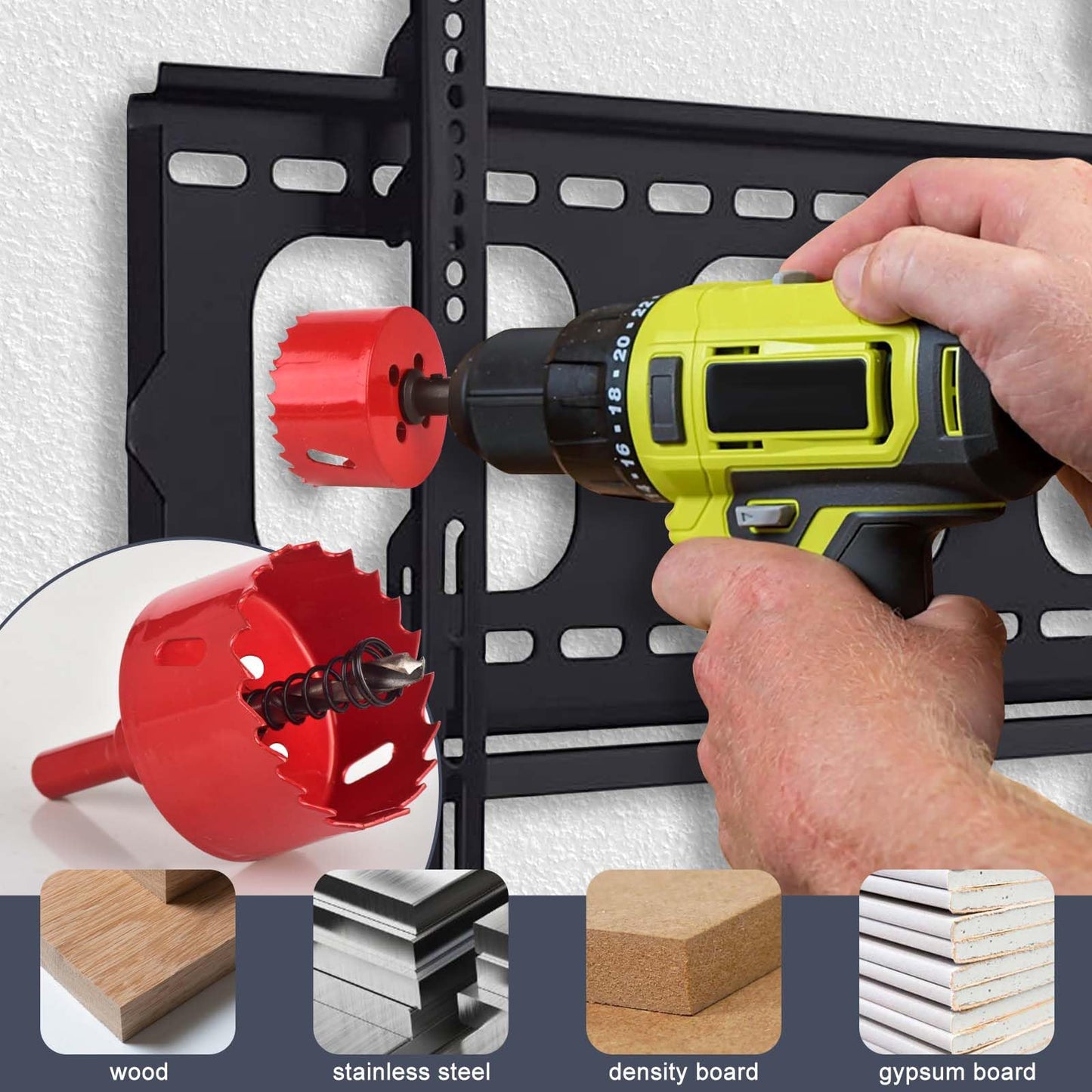 6Pcs TV Cord Hider for Wall Mounted TV 2.36in (60mm) TV Wire Hider Cable Grommet Cable Hole Cover with Hole Saw Drill Attachment, in Wall Cable