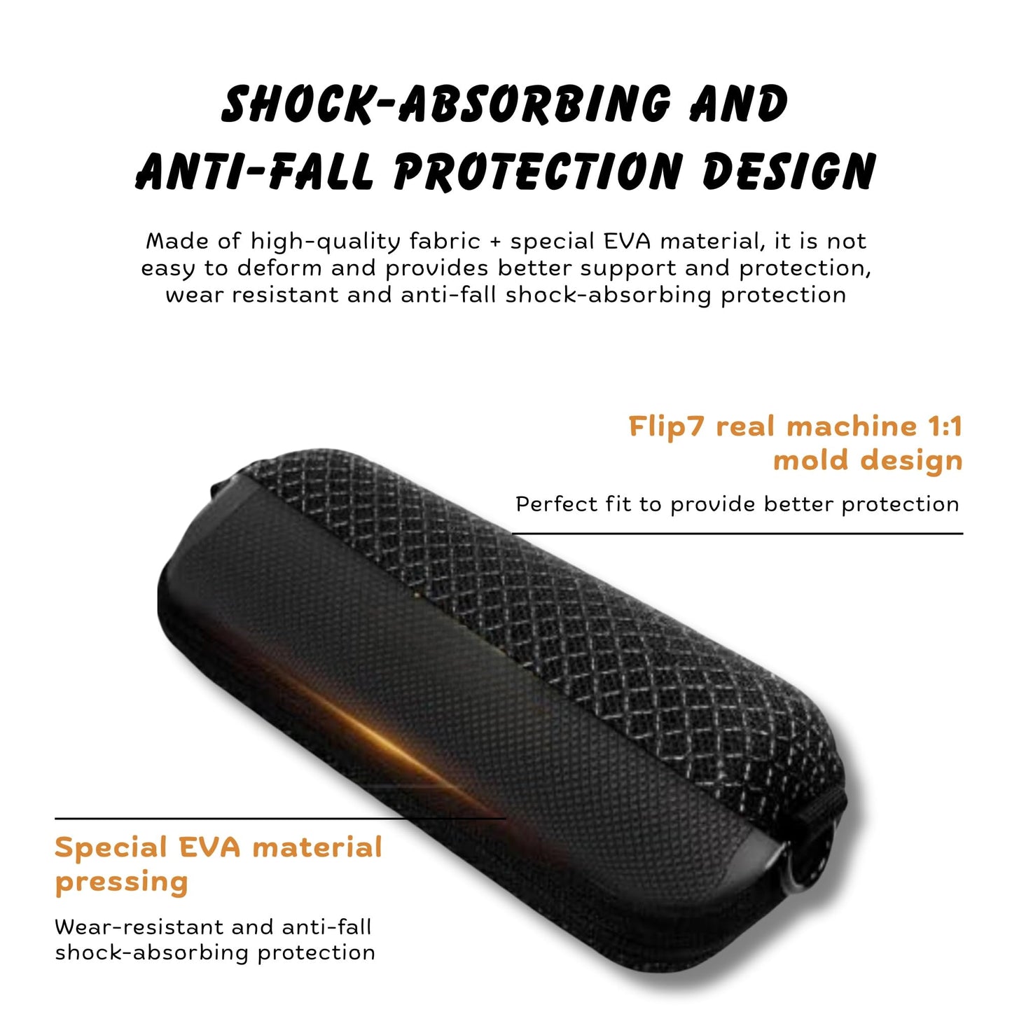 Ekoomar Flip 7 Portable Speaker Travel Case - Compatible with JBL Flip 7 - Protective Hard Shell Case with Shoulder Strap | Carabiner & Hand Strap