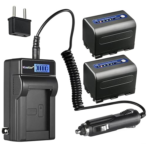 Kastar 2-Pack NP-QM71D Battery and LCD AC Charger Compatible with Sony NP-FM70, NP-FM71, NP-QM71, NP-FM90, NP-FM91, NP-QM91, NP-QM91D, MVC-CD300