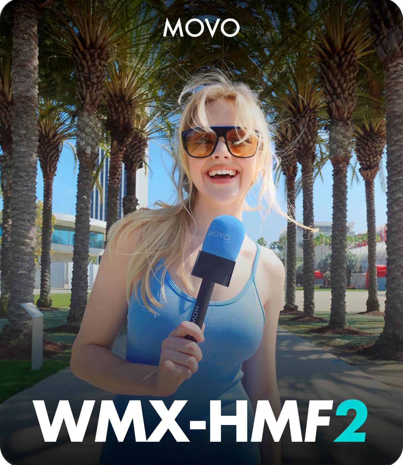 Movo WMX-HMF2 Wireless Microphone Handle with Mic Flag - Handheld Grip for DJI Mic, Rode GO II - Includes Lav Microphone Holder, Adapter & 3