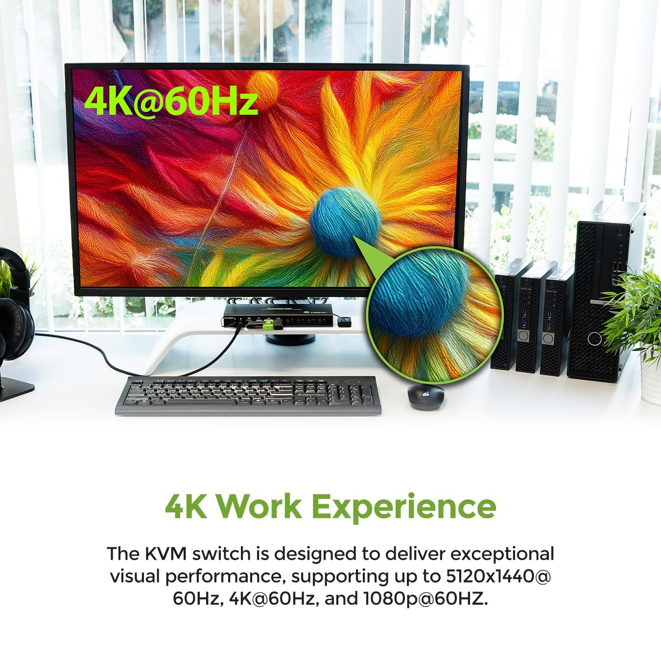 IOGEAR 4-Port 4K KVM Switch with HDMI Connection, Control 4 Computers with one Monitor, Keyboard, & Mouse - up to 4096x2160 @60 Hz or 5120x1440 @60Hz