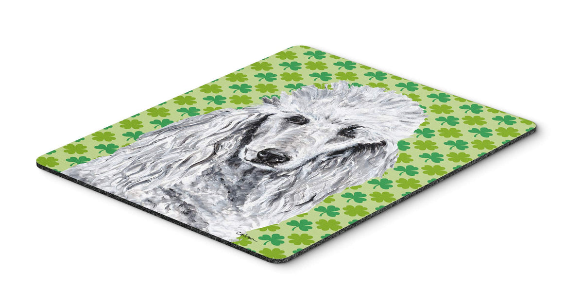 Caroline's Treasures SC9727MP White Standard Poodle Lucky Shamrock St. Patrick's Day Mouse Pad, Hot Pad or Trivet for Home Office Gaming Working