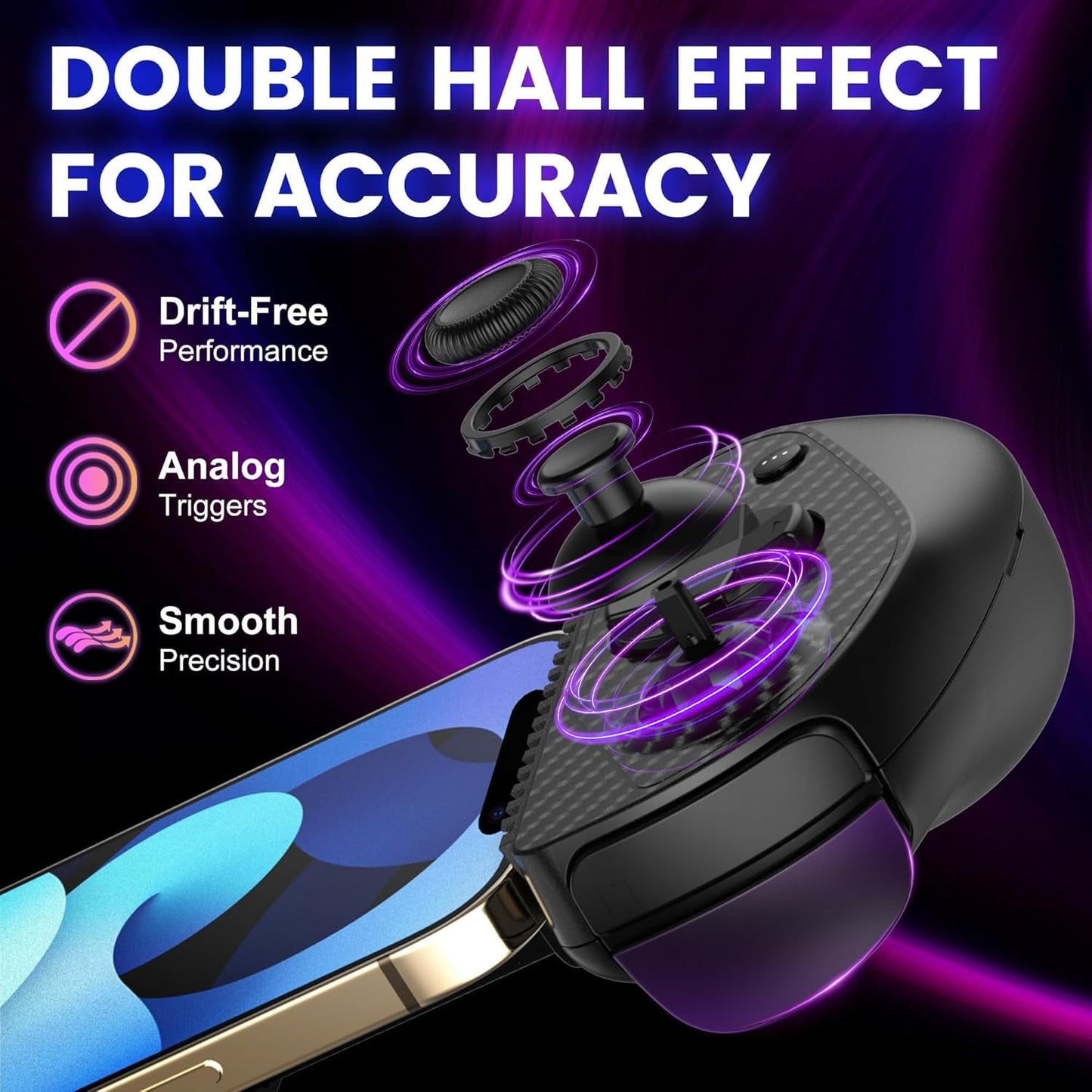 Serafim S3 Mobile Gaming Controller for iPhone 15/16/17 & Android - Hall Effect Joystick USB-C Gamepad, MFi Certified, Passthrough Charging, Fits