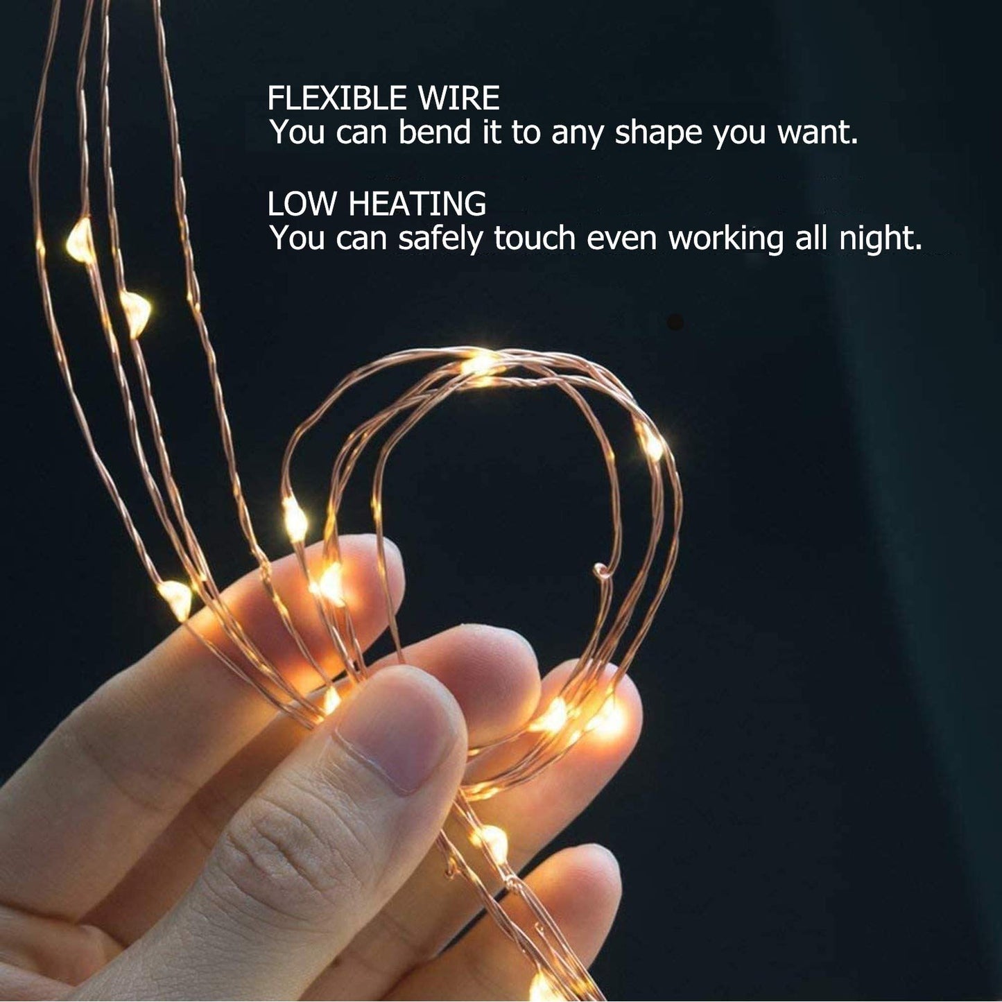 RUICHEN Copper Wire 66 Ft 200 LED USB Fairy String Lights with On/Off Switch, Warm White