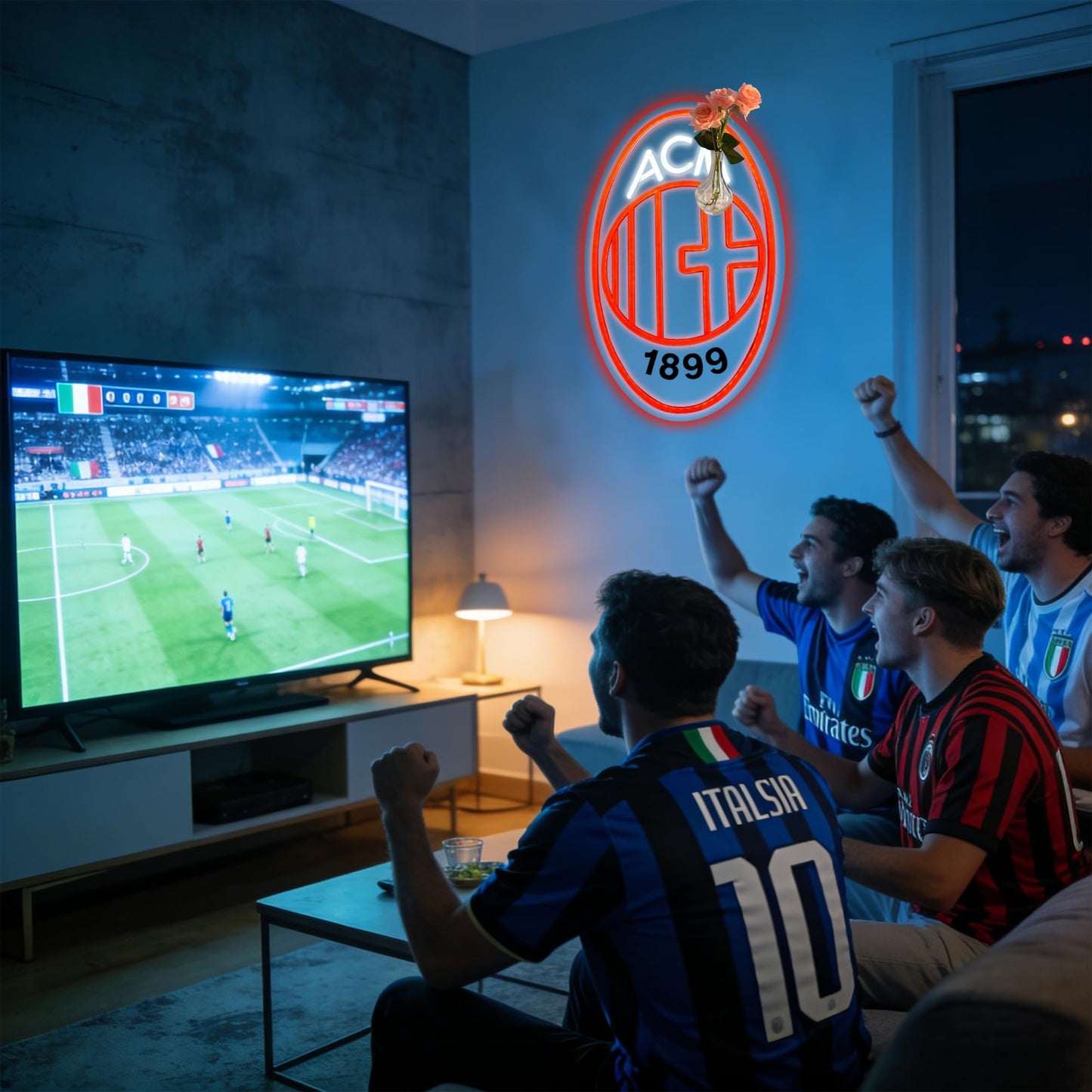 Soccer Team Neon Sign, Cool Dimmable Light Up Football Team Hanging USB Powered for Wall Decor, Man Cave, Bedroom, Bar, Game Room, Garage Deco